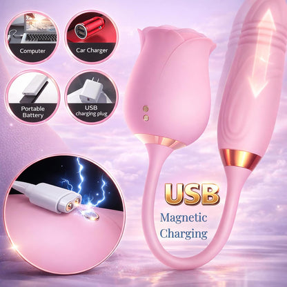 🌹 APP-Control Rose Vibrator  📱 Smart APP Control-Powerful Clitoral Suction-G-Spot Thrusting Stimulation-10 Exciting Modes