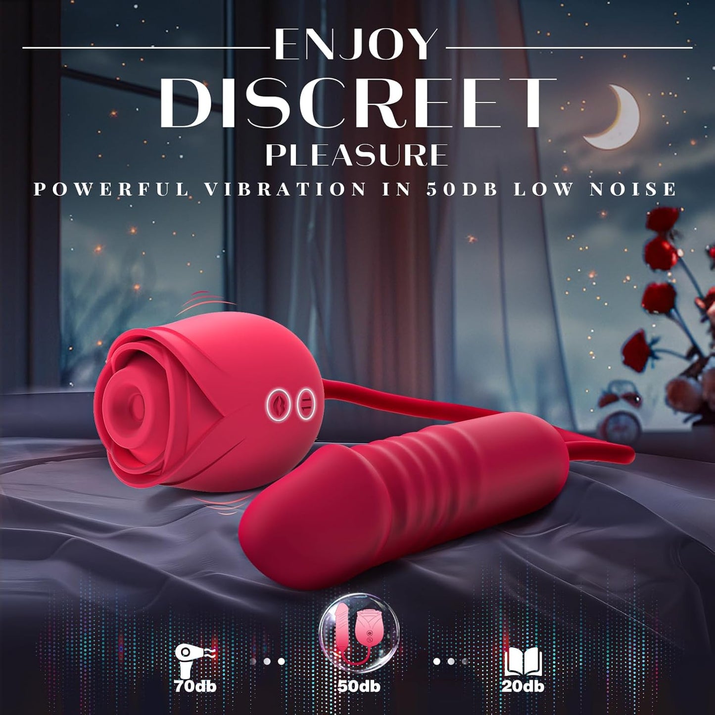 🌹 APP-Control Rose Vibrator  📱 Smart APP Control-Powerful Clitoral Suction-G-Spot Thrusting Stimulation-10 Exciting Modes